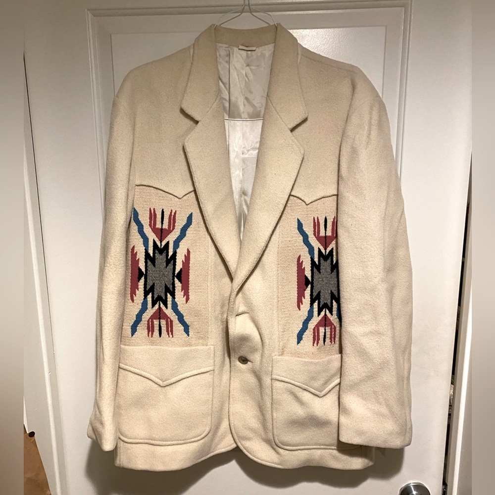 Vntg Golden Pioneer Wear Western Aztec Chimayo Jacket Blazer BUFFALO buttons
